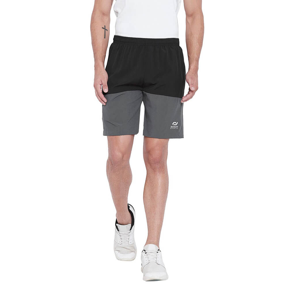 1 - Masch Mens Regular Fit Polyester Shorts,  XXL  Black and Grey 