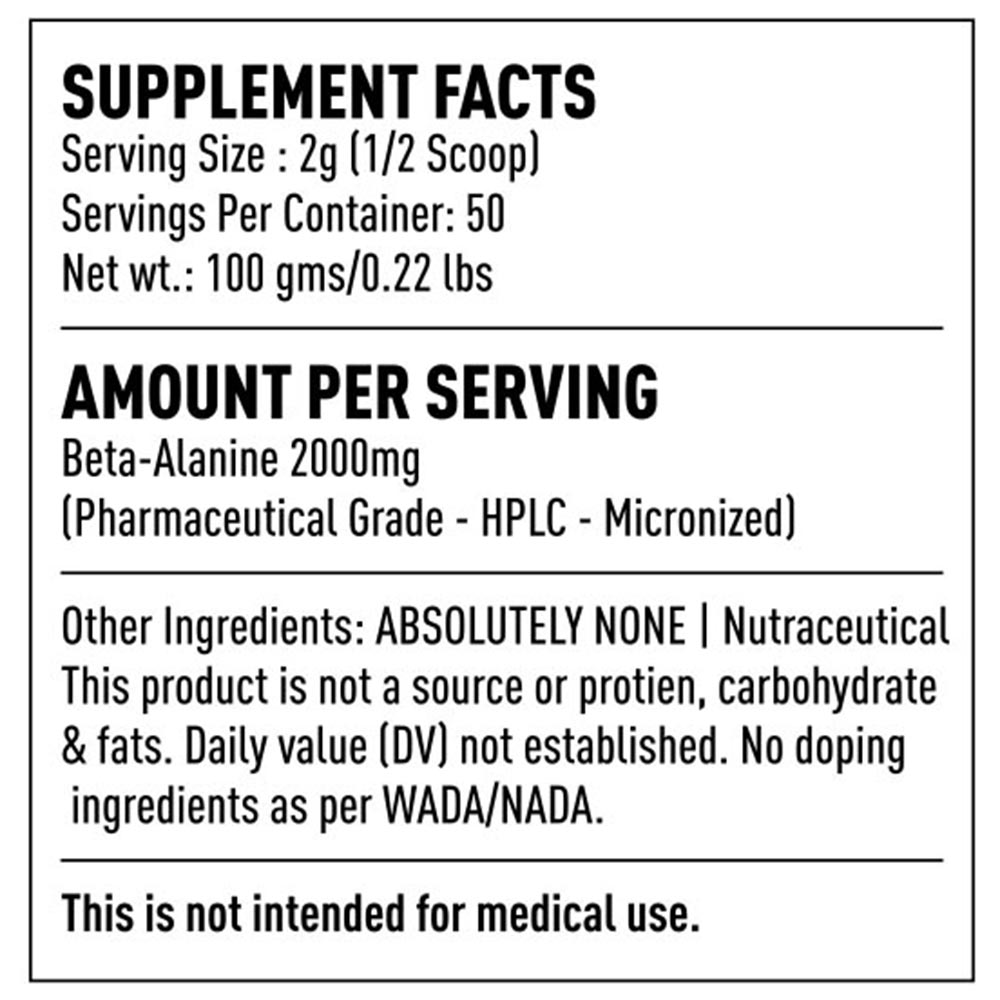 supplementfact - Vigour Fuel Beta Alanine,  0.22 lb  Unflavoured 