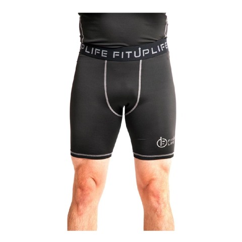 1 - Fitup Life Solid Men Compression Gym Shorts,  Small  Black 
