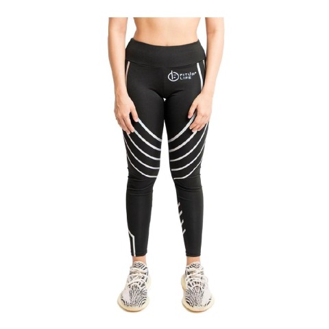 4 - Fitup Life Women Grey Striped Tights,  Black  Small 