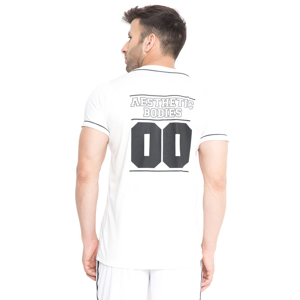 4 - Aesthetic Bodies Men's Jersey Shirt,  White  Large 