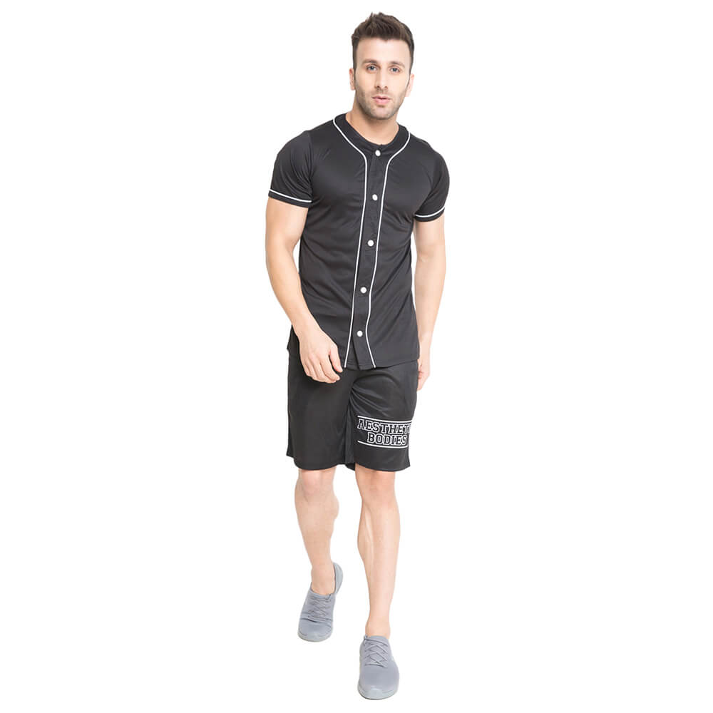 1 - Aesthetic Bodies Men's Jersey Shirt,  Black  Large 