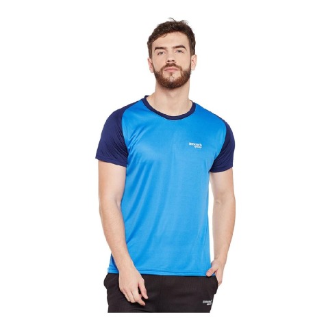 2 - Masch Mens Regular Fit Polyester Active T Shirt (MSTS1017 RHSCS IB),  India Blue and Navy Blue  Large 
