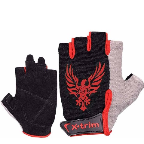Xtrim Pro Grip Real Leather Gym Training Gloves for Men,  Black & Red  XXL 
