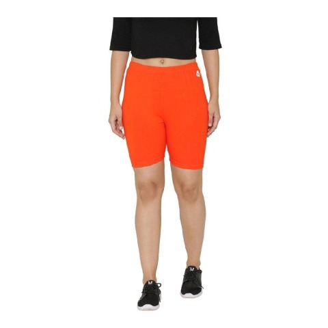 3 - N Gal Cotton Lycra Women's Thigh Length Cycling Yoga Workout Casual Shorts,  Mango  XL 