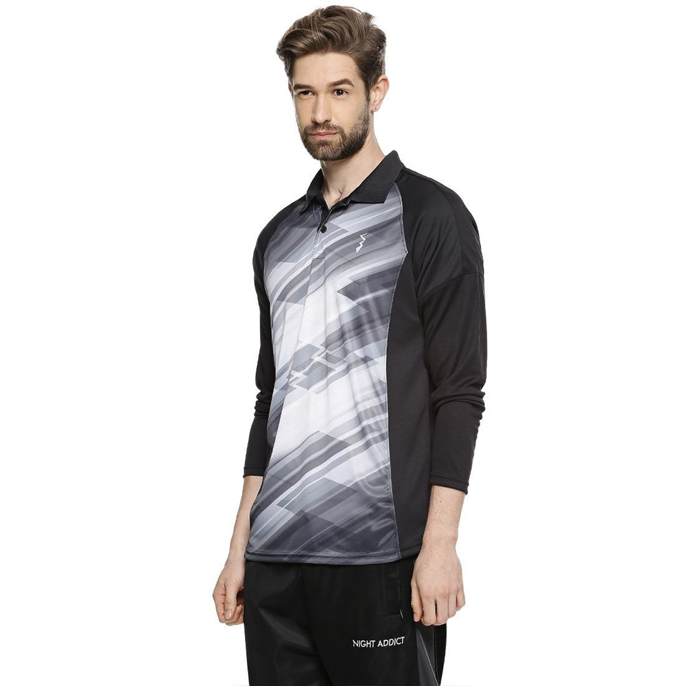 3 - Campus Sutra Graphic Print Men Polo Neck T Shirt,  Black & White  Large 