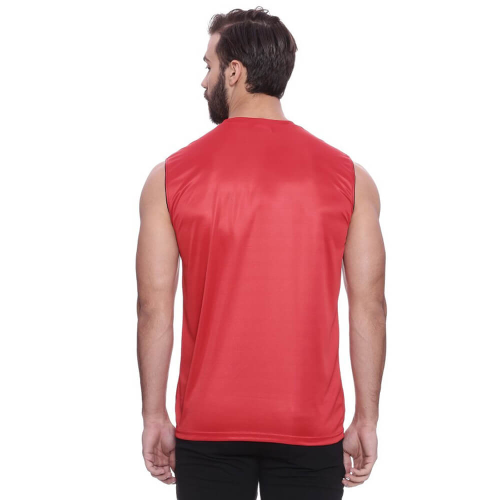2 - Campus Sutra Solid Men Round or Crew Sleeveless T Shirt,  Red  Medium 