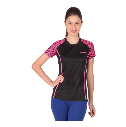 1 - Vector X Printed Women's Round Neck T Shirt  (VTDF 005),  Black  XL 