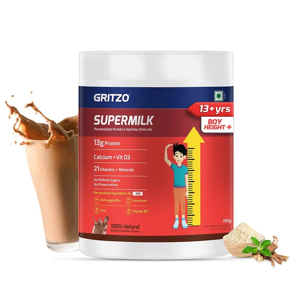 1 - Supermilk Gritzo Height+ for 13+ Yrs Boys,  200 g  Double Chocolate 