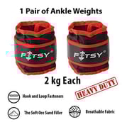 6 - Fitsy Ankle Weights,  Red & Black  2 kg 