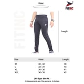 Fitinc Men's Lycra Slim Fit Track Pants with 2 Side Zipper Pockets and Logo,  Black  Small 