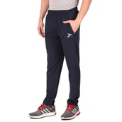 2 - Fitinc N S Polycotton Dryfit Casual Trackpant with Both Side Safety Zipper Pocket,  Navy Blue  Large 
