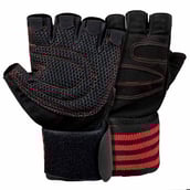 Fitsy Weight Lifting Gloves with Wrist Support Strap,  Red  Large 