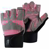 Fitsy Gym Gloves with Wrist Support for Women,  Pink  Large 