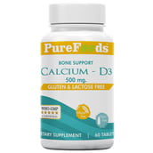 1 - PureFoods Calcium + D3 500 mg,  60 tablet(s)  Unflavoured 