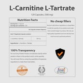 supplement - MyFitFuel L Carnitine L Tartrate 500 mg,  120 capsules  Unflavoured 