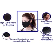 2 - Ajeraa Unisex Adjustable Anti Dust Anti Pollution Reusable Washable Face Mouth Mask,  Black (Pack of 10) 