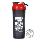 Greenbee Work Dream Never Protein Shaker, Transparent with Red Cap 700 ml