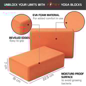 Fitsy Yoga Block,  Orange 2PC  22.5 x 15 x 7 cm 