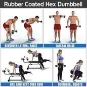 2 - Fitsy Hex Dumbbells (AR2049),  Black  10 kg 