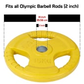 1 - Fitsy Olympic Weight Plates for Gym (Pair),  Yellow  15 kg 