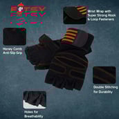 2 - Fitsy Weight Lifting Gloves with Wrist Support Strap, Orange Large