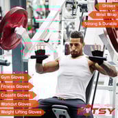 3 - Fitsy Weight Lifting Gloves with Wrist Support Strap, Orange Medium