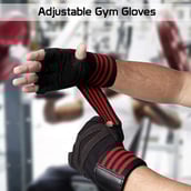 Fitsy Weight Lifting Gloves with Wrist Support Strap,  Red  Large 