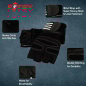 2 - Fitsy Weight Lifting Gloves with Wrist Support Strap,  White  Medium 