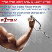 2 - Fitsy V Shape Tricep Rubber Bar - AR2515, Silver and Black