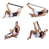 3 - Fitsy Yoga Stretch Strap,  Black and Blue  78 inches 