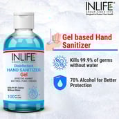 benefit - INLIFE Disinfectant Hand Sanitizer Gel,  Fragrance Free  100 ml  Kills 99.9% of Germs without Water (Pack of 4) 