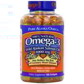 Pure Alaska Omega-3 Wild Alaskan Salmon Oil (1000mg), 180 softgels