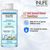2 - INLIFE Disinfectant Hand Sanitizer Gel with 70% Isopropyl Alcohol Based,  Fragrance Free  500 ml  Germ Protection, Anti-Bacterial without Pump 