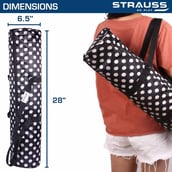 4 - Strauss Yoga Mat Bag (Full Zip),  Polka Dots Black  28 Inch 
