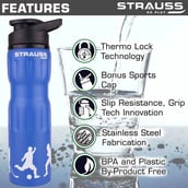 1 - Strauss Stainless Steel Water Bottle,  Blue  750 ml 
