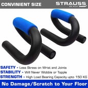 1 - Strauss Power Push up Bar, Black and Blue Free Size