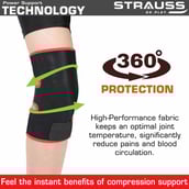 2 - Strauss Adjustable Knee Support,  Black  Free Size (Pair) 