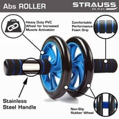 1 - Strauss Double Wheel Ab Exerciser with Knee Pad,  Blue  Free Size 