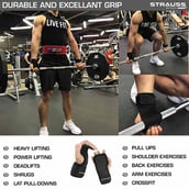 Strauss Adjustable Weightlifting Strap with Palm Pads,  Pair (Black)  Free Size 