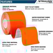 1 - Strauss Kinesiology Sports Tape,  Orange  5 m 