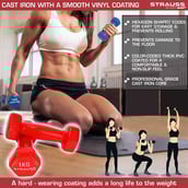 1 - Strauss Vinyl Dumbbell,  Red (Pair)  1 kg 