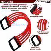 3 - Strauss Adjustable Rubber Chest Expander,  Red  Free Size 