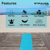 Strauss PE Eco Friendly Yoga Mat, Blue 6 mm