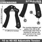 4 - Strauss Adjustable Hand Grip Strengthener with Counter,  Black 