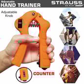 3 - Strauss Adjustable Hand Grip Strengthener with Counter, Orange