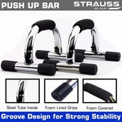 Strauss Push Up Bar,  Black and Silver  Free Size 