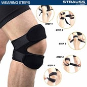 5 - Strauss Dual Strap Knee Support,  Black  Free Size 