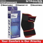 4 - Strauss Adjustable Knee Support,  Black  Free Size 
