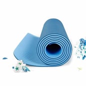 Strauss TPE Eco Friendly Dual Layer Yoga Mat, Blue 6 mm